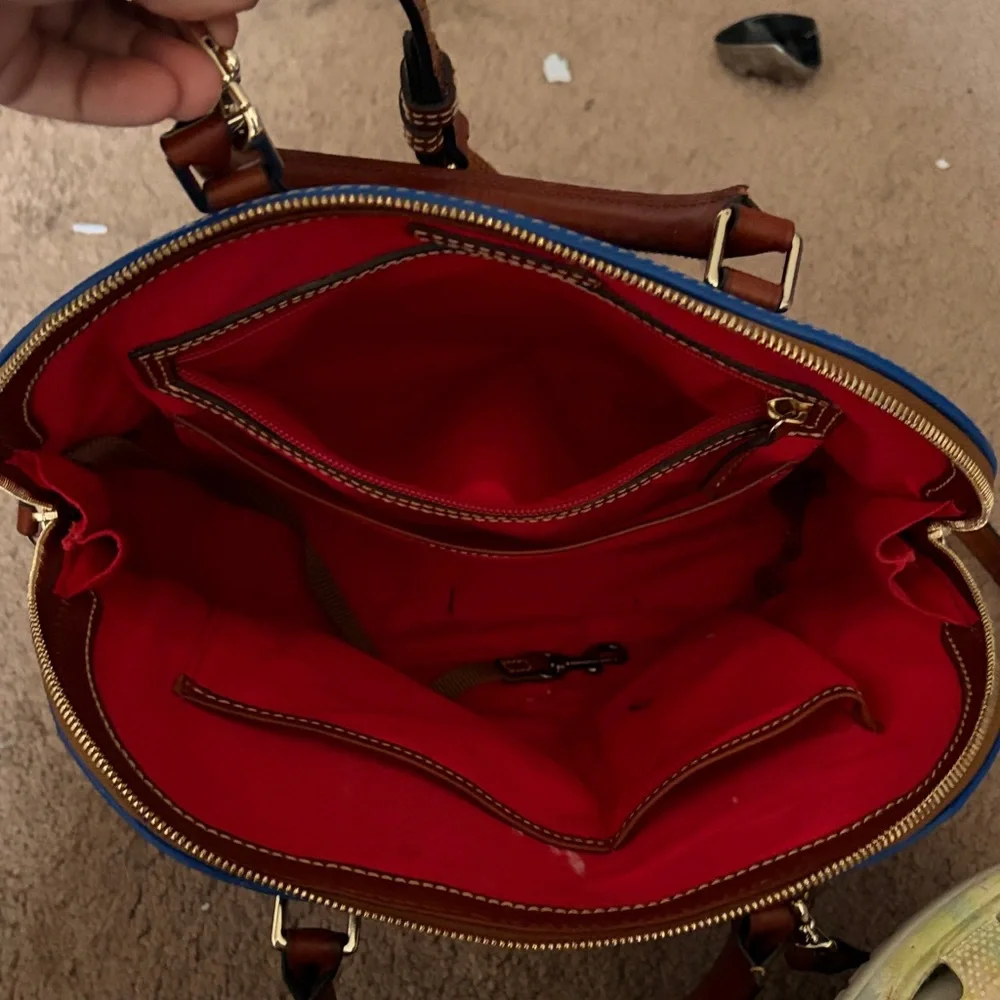 Dooney & Bourke Royal Blue and Tan Satchel - Picture 3 of 3